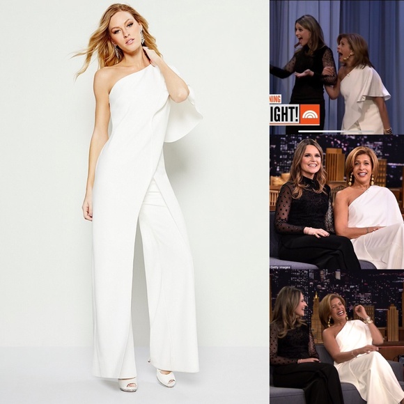 adrianna papell crepe one shoulder jumpsuit